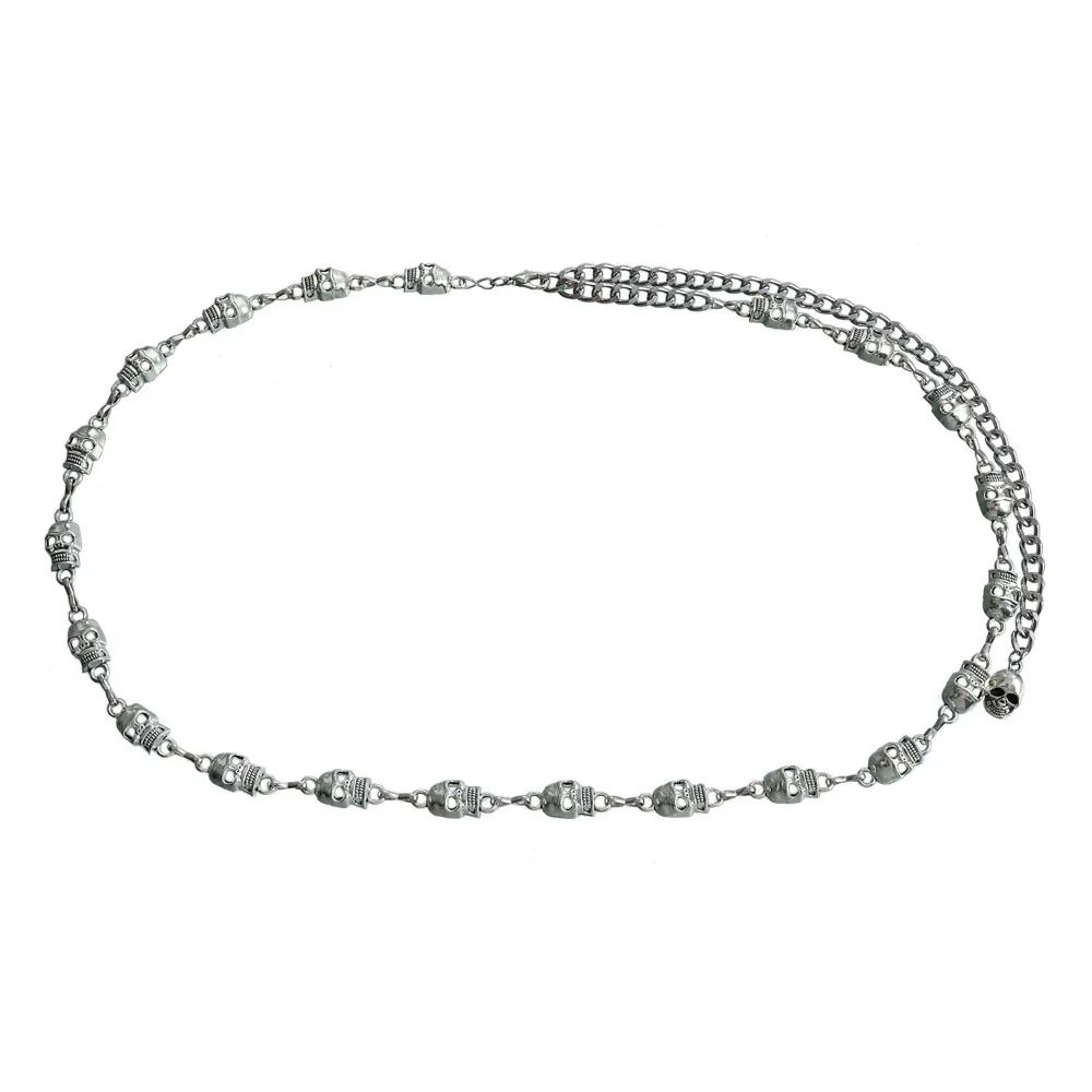 

Y2K Versatile Gothic Waist Chain Punk Style Alloy Skull Pants Chain Silver Metal Waistchain Unisex