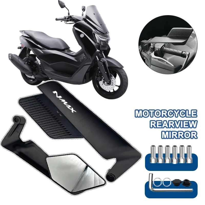 Pair Motorcycle Anti‑Vibration Rearview Mirror Anti‑Glare Lens For NMAX125 NMAX155 NMAX160 XMAX125 XMAX250 300 Tech MAX Ocito
