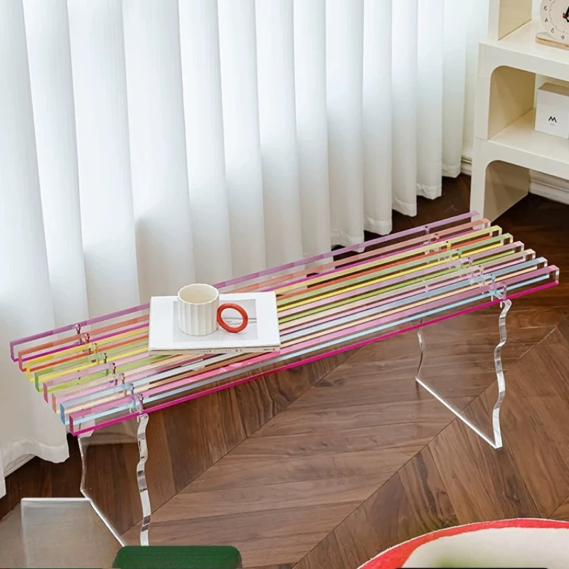 Rainbow bench Nordic acrylic home door shoe changing stool creative balcony transparent stool