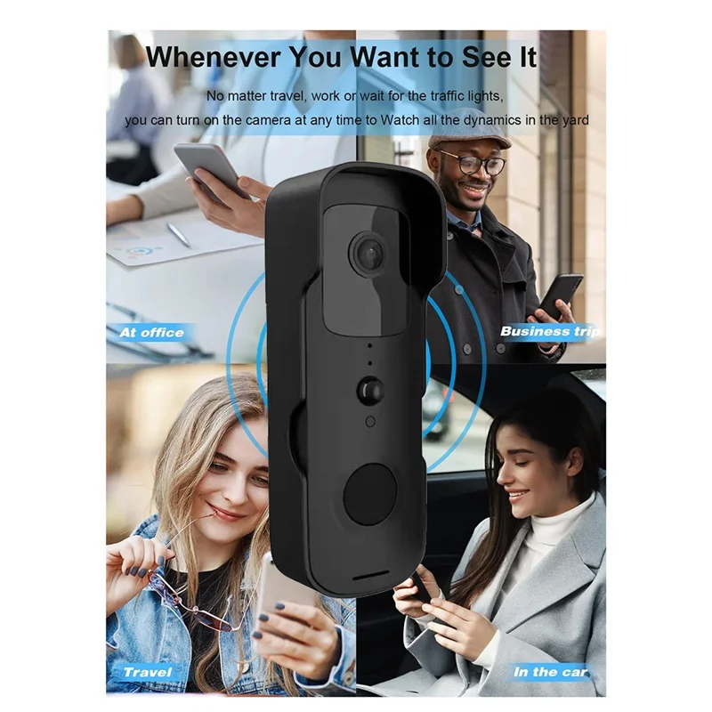 ABKI-Tuya Smart 1080P Timbre de vídeo WIFI de alta definición con visión nocturna, intercomunicador visual e impermeable: se adapta a trajes europeos