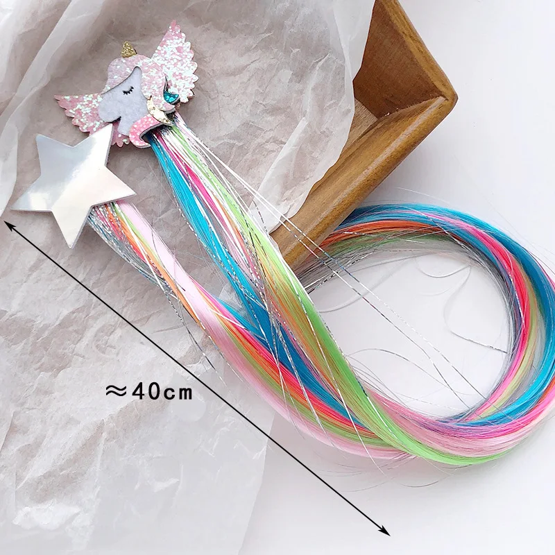 35cm 1Pc Randomly Color Girls Cartoon Unicorn Star Rabbit Cat Animal Barrette Hair Clips For Kids Hair Styling Tool Braids Rope