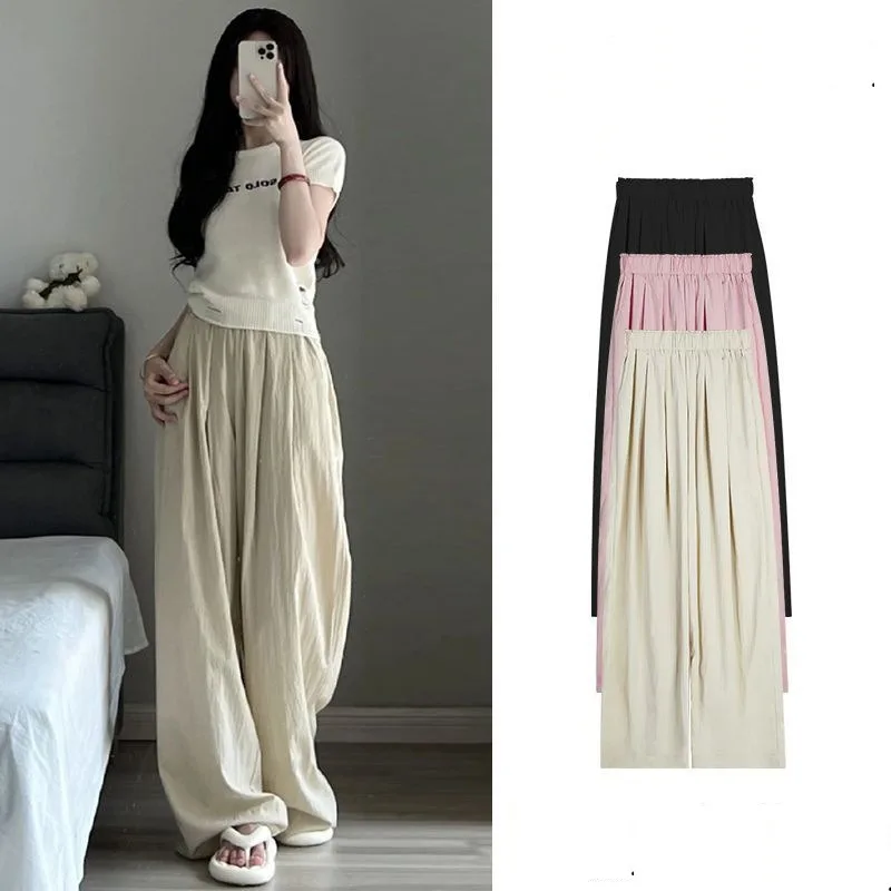 

Ice Silk Wide-leg Pants Summer High-waisted Casual Japanese Yamamoto Pants Loose Casual Pants for Women