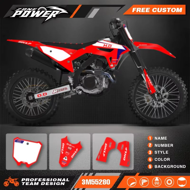 

Наборы наклеек с графическими наклейками для мотоцикла Powerzone для Honda CRF450R 2021-2023 CRF250 CRF250R 2022-2024, номер имени, на заказ 20