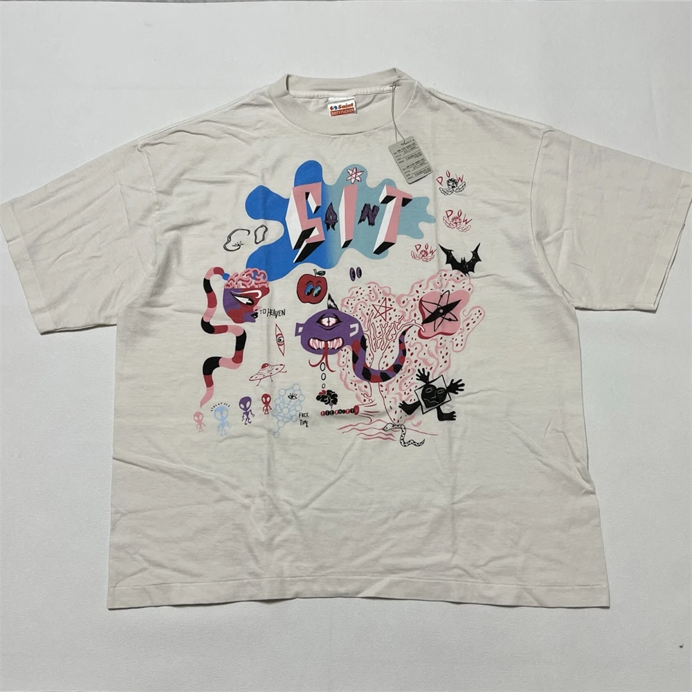 

2025ss Saint Cartoon Print T Shirt Men Women Best Quality Tee Tops T-Shirt