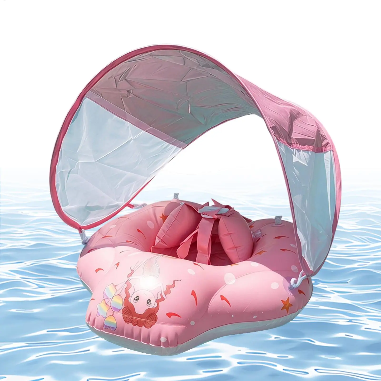 Children's Swim Rings Anti Tip Sunshade Toys Chair with UPF50 Canopy Kids Inner Tubes for Pool for Beach Party Summer Lake River