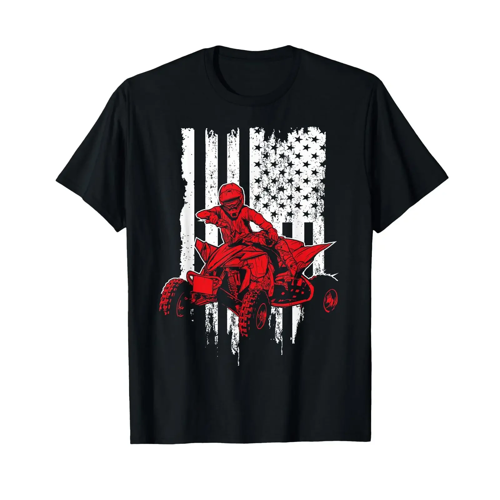 Vintage All Terrain Vehicles Four Wheeler ATV American Flag T Shirt vintage Washed Comfortable Top For Everyday Wear