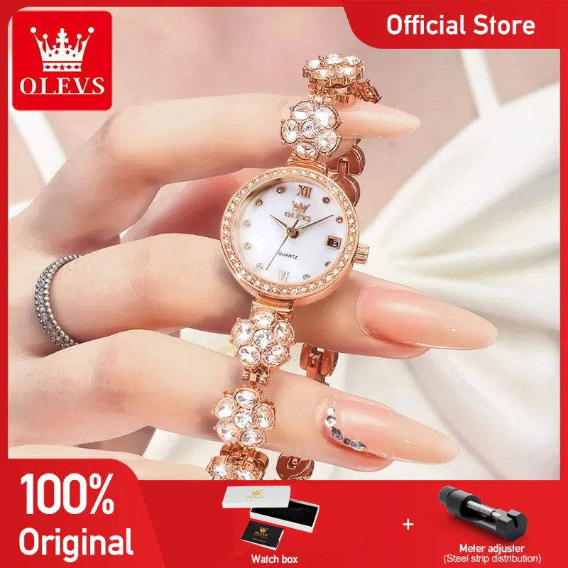 OLEVS 5638 Orologi da donna Orologio al quarzo elegante originale Impermeabile Data luminosa Set da donna Orologio da polso Regalo per ragazze Reloj Mujer