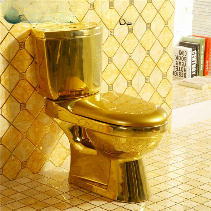 Golden Ceramic Color Wc Toilet Bowl Bathroom Two Piece Gold Toilet