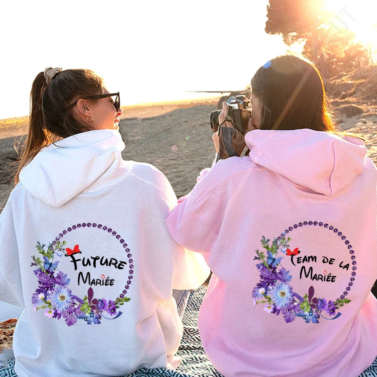 French Girl Single Farewell Hen Party Hooded Sweatshirts Future Bride Evjf Team Bride Pullover Hoodies Bridal Wedding Outerwears