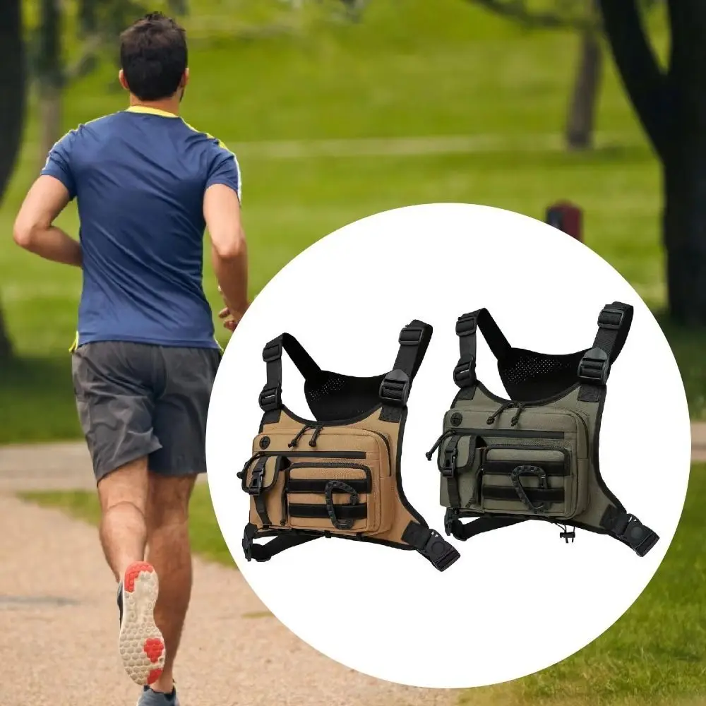 Adjustable Sports Vest Bag Multi-functional Lightweight Multi-functional Chest Bag Water Resistant Oxford Cloth