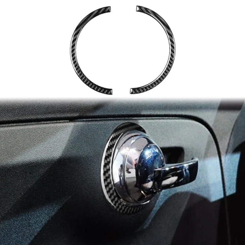 Sleek Carbon Fiber Door Handle Rings Vehicle Door Pull Covers Elevates Your Auto Interior Suitable for Fiat500