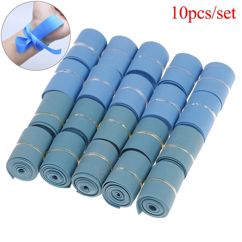 10Pcs Blue Practical First Aid Supplies Latex Medical Tourniquet Outdoor Emergency Necessities Stop Bleeding Strap