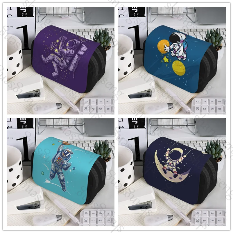 

Cartoon Astronaut Starry Sky Pen case Pencil Box Double Flip School Supplies Children's Pencil Box Storage Cosmetic Bag Student
