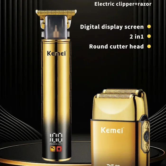 KM-2131 USB rechargeable hair clipper set professional men's cordless electric hair clipper, electric shaver combination set