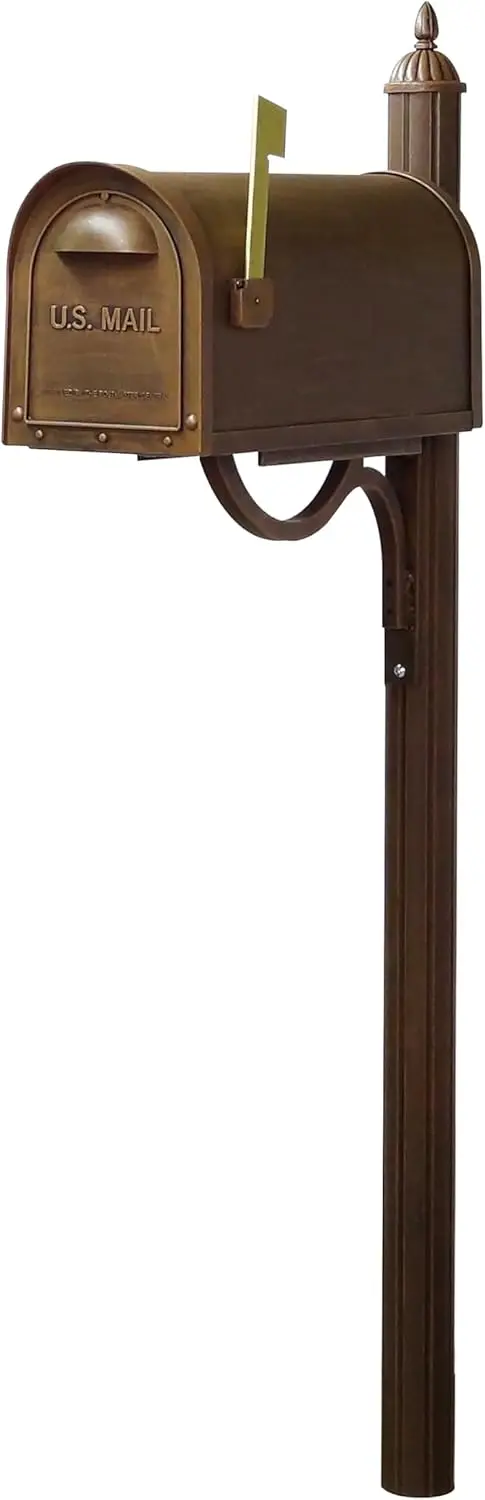 Special Lite Classic Curbside Mailbox with Richland Post - Copper Aluminum Mailbox with Post - SCC-1008_SPK-679-CP