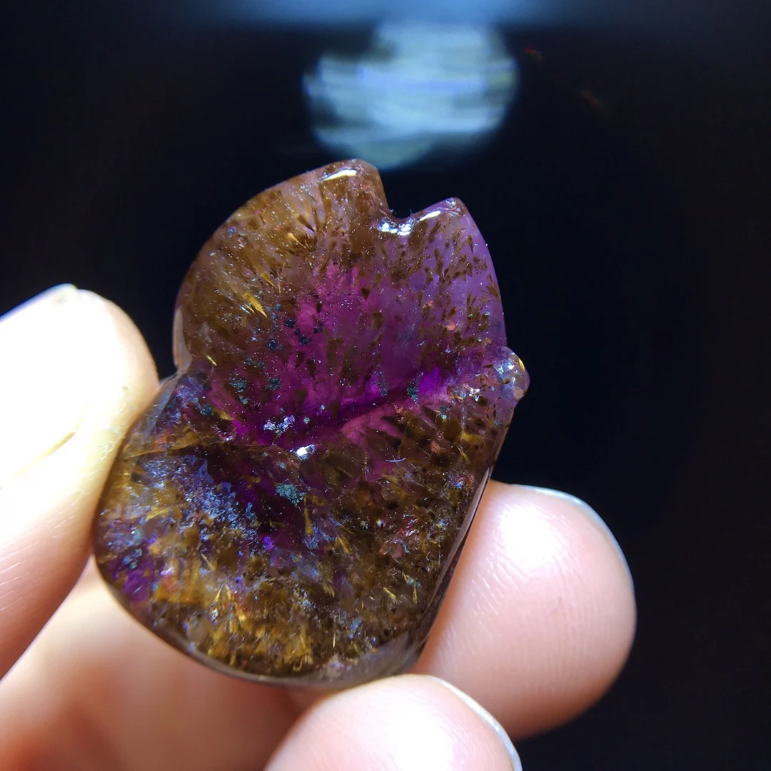 

Natural Purple Cacoxenite Red Auralite 23 Pendant Fox Rutilated Beads 27.8/18.7/9.8mm Jewelry AAAAA