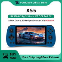 POWKIDDY X55 5.5 INCH 1280*720 IPS Screen RK3566 Handheld Game Console Open-Source Retro Console Children's gifts