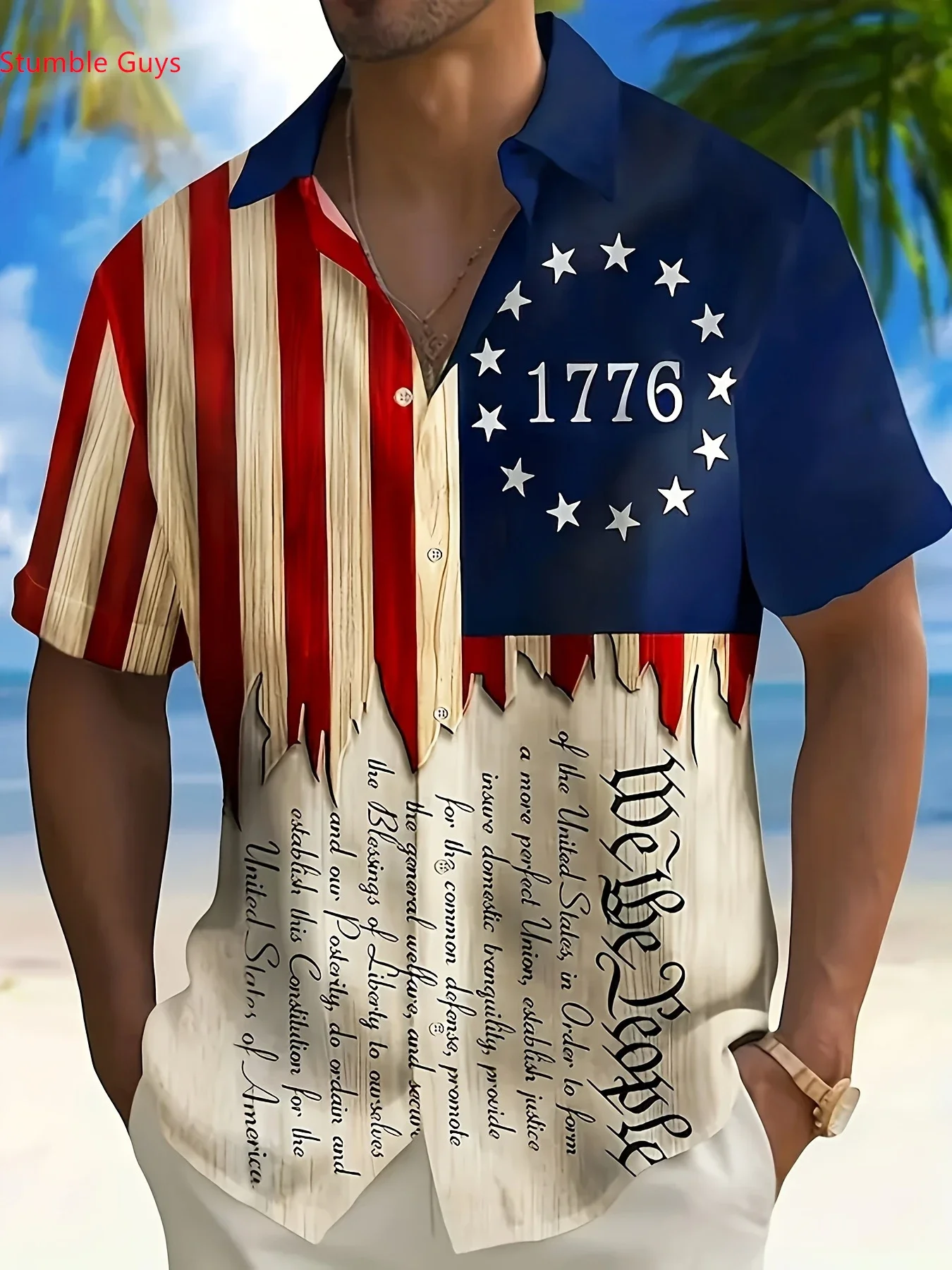 

Men's Tropical Beach Hawaiian Shirt Summer Fashion Casual Man Short Sleeve Print Stylish Breathable Party Holiday Outfit Tops