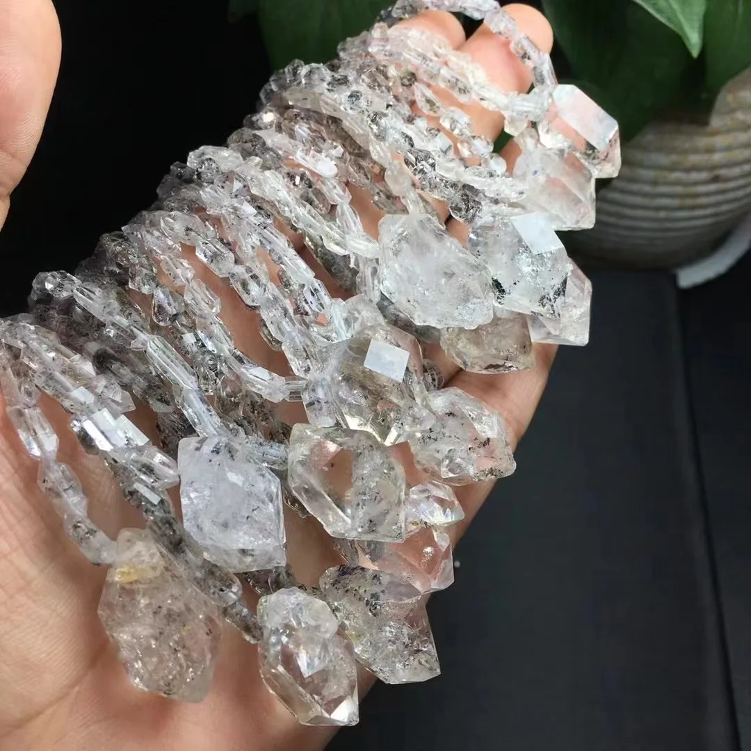 Unit One Piece Hot Selling Natural Herkimer Diamond Crystal Healing Herkimer Diamond Bead Chain Pendant