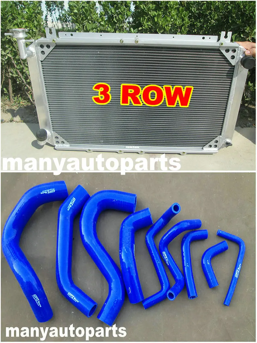 Legering radiator & blauwe slang VOOR NISSAN Patrol Y60 GQ 2.8L RD28T Turbo Diesel 1994-1997 1995 1996