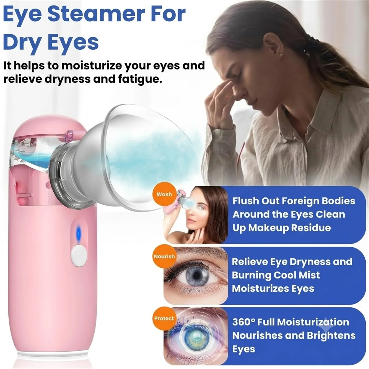 Eyes & Face Nano Nebulizer Beauty 2IN1 Eye Sprayer for Moisturize Dry Skin Dry Eye Relieve Eye Fatigue Steamer Eyeshade
