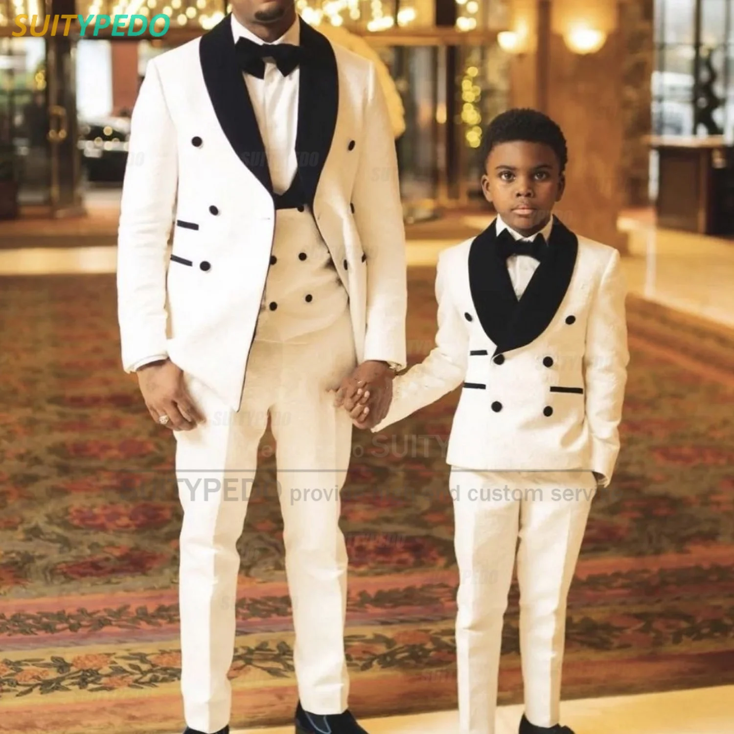 Formal Boys Suit For Wedding Children White Party Jacquard Blazers Vest Pants Outfit Kid Costume Gentlemen Teenager Prom Tuxedos