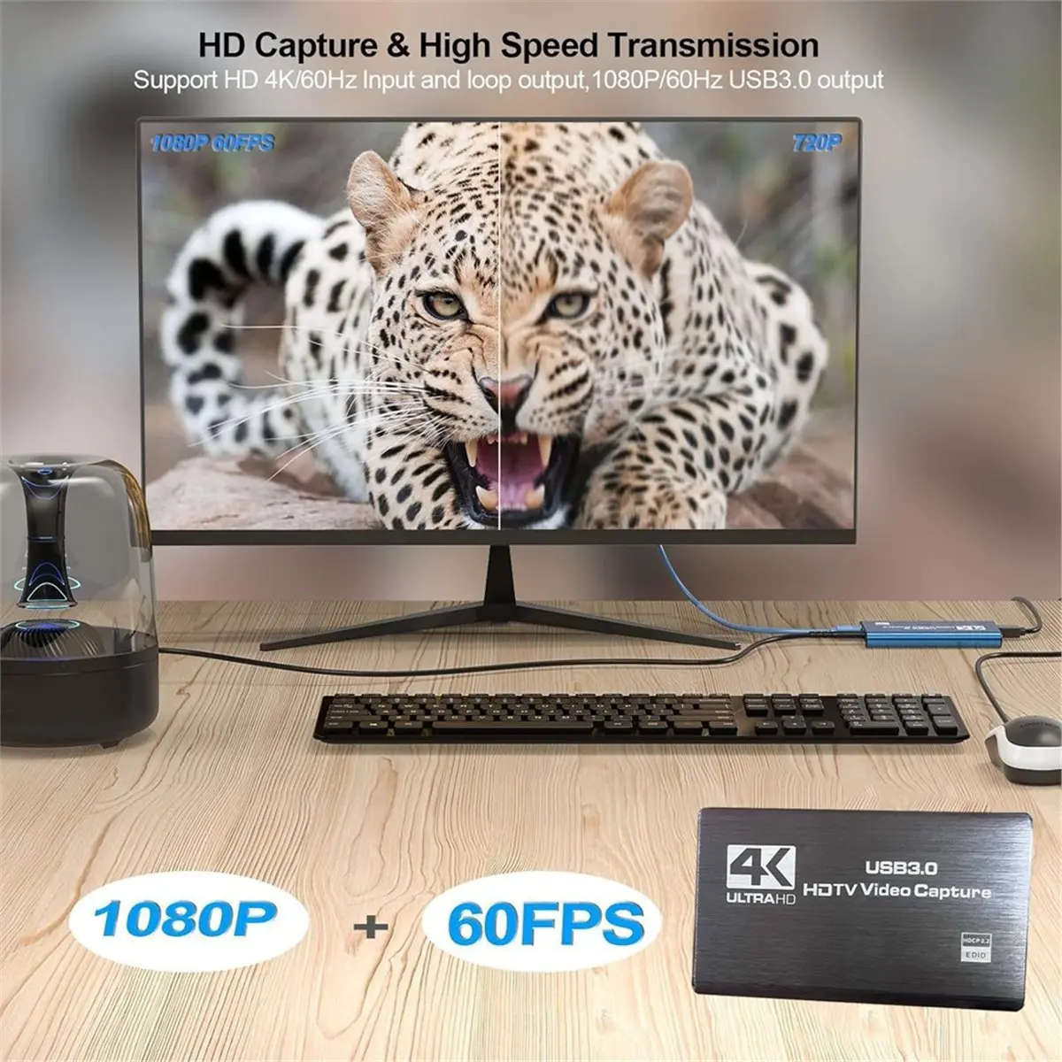 Y60A NEW-1080P HD Video Recorder Grabber for OBS Game Capturing Card Live HDMI-Compatible 4K USB 3.0 Video Capture Card