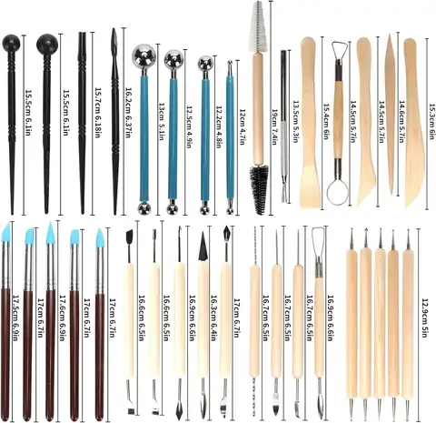 Verktygssats för keramiklera, skulptur, 8-61 delar/set, keramiska vaxleror, snidverktyg för konsthantverk, keramikskulptur, modelleringsverktygssats 10 best sales texturerade konstverktyg - №1