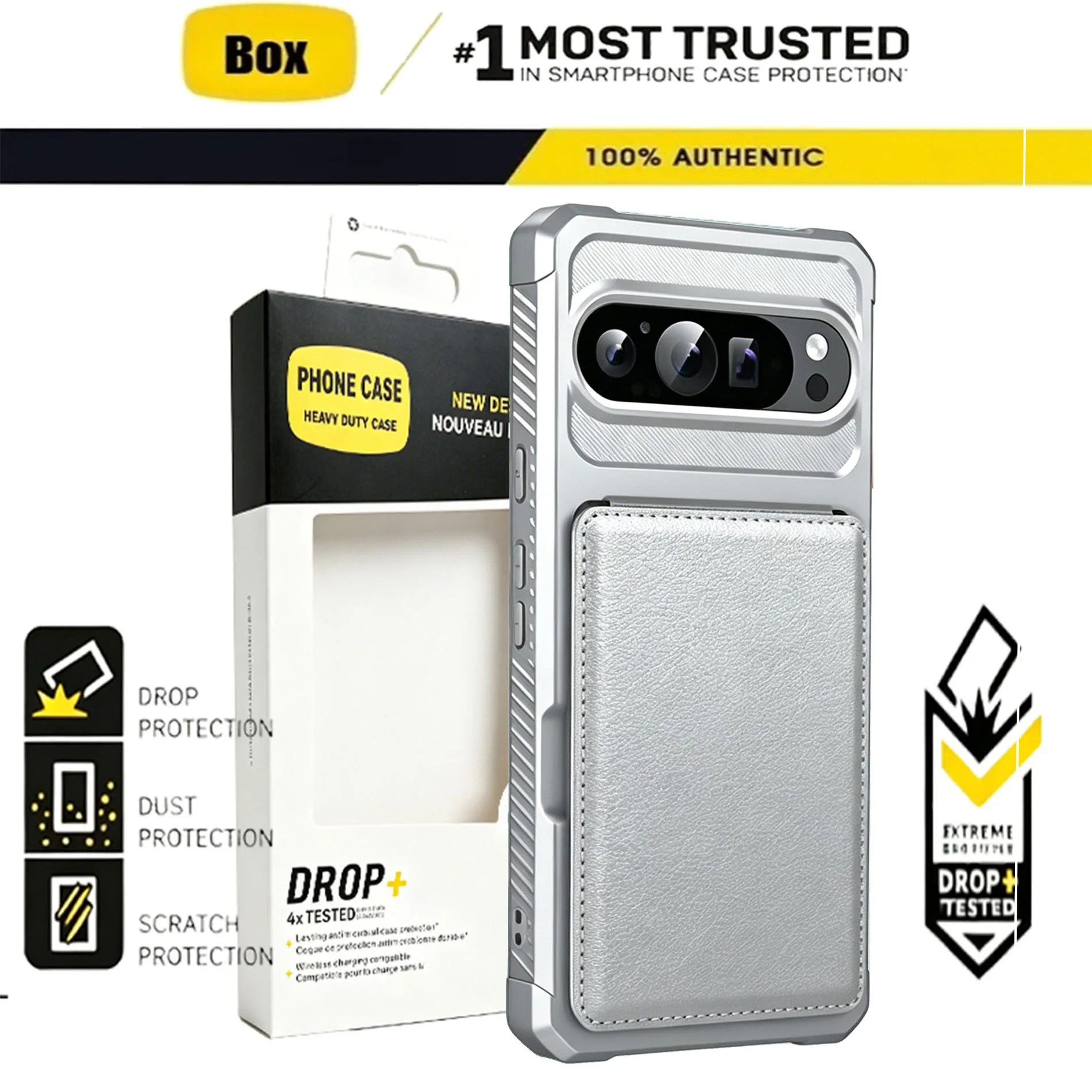 Custodia 2-in-1 in pelle a portafoglio pieghevole OTT-BOX Armor per Google Pixel 11 10 9 ProXL 10A 9A 8A 7A Pro, robusta e anti-caduta