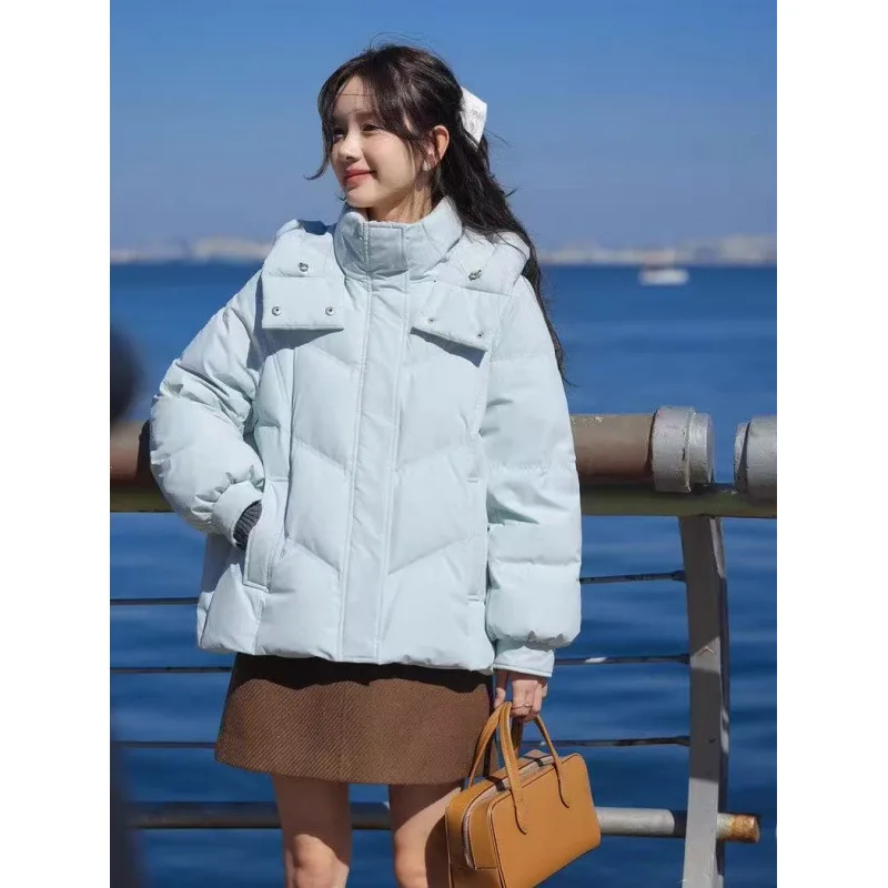 

Korean Version Winter Girl's Student Down Cotton Jacket Women's Bread Cotton-Padded Jacket Stand Collar Puffer Jacket Thicken