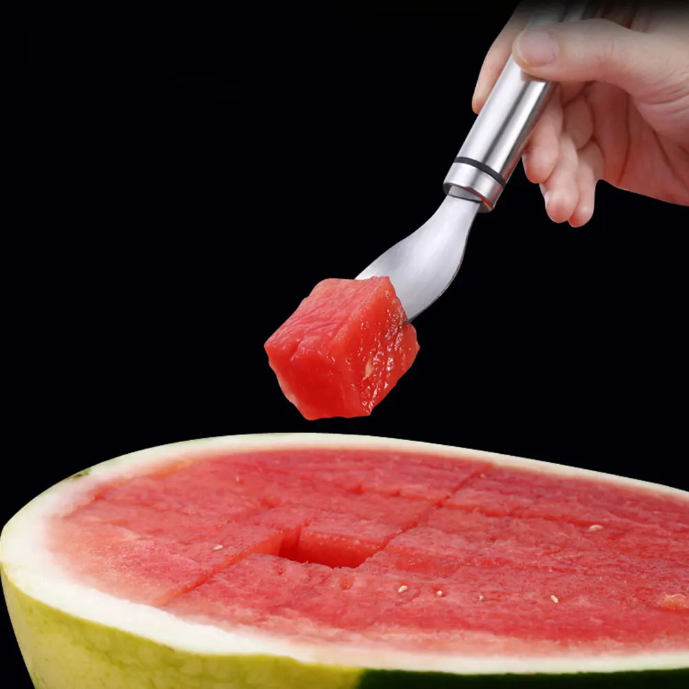 

Stainless Steel Watermelon Slicer Tool 2in1 Comfortable H Fruit Fork Spoon Kitchen Gadgets Portable Wear Resistant