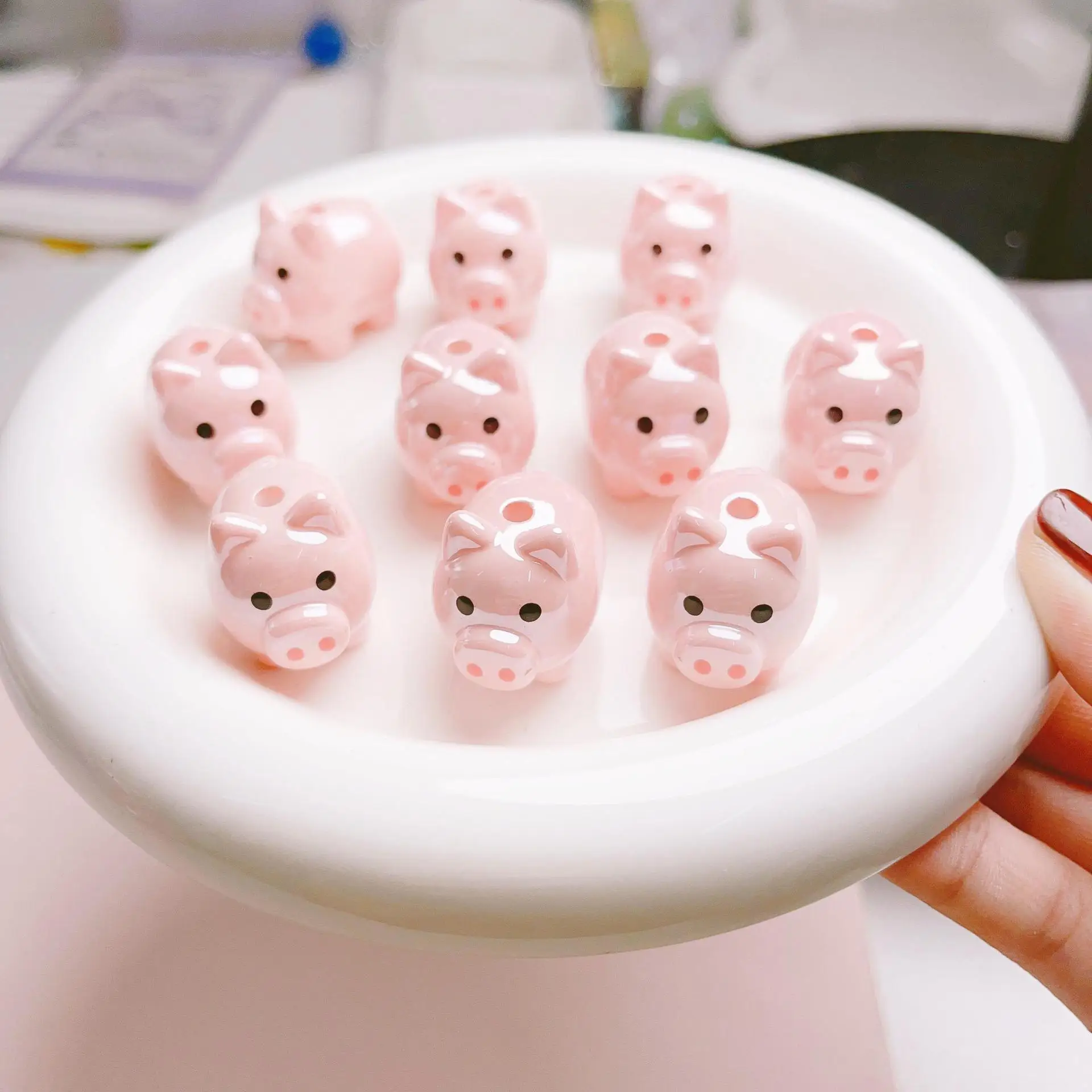 5pcs/lot Cartoon Sheep Pig Charm Cute Strawberry Milk Tea Animal Pendant DIY Jewelry Bracelet Earring Necklace Making Craft