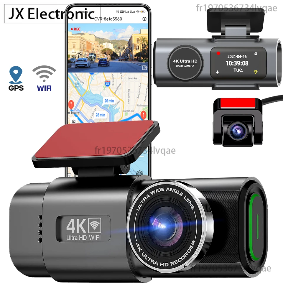 4K Dashcam Mini Camera Recorder GPS Wifi 24H Parking Dual Lens With  1080P Black Box Room Rearview Camera Night Vision