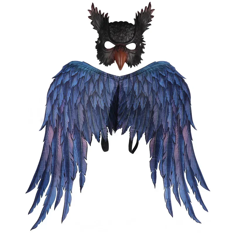 Owl Mask Dragon Wings Set Wing Men Women Stage Costume Cute Gift for Kids Party Animal Cosplay Accessories Carnival Gift