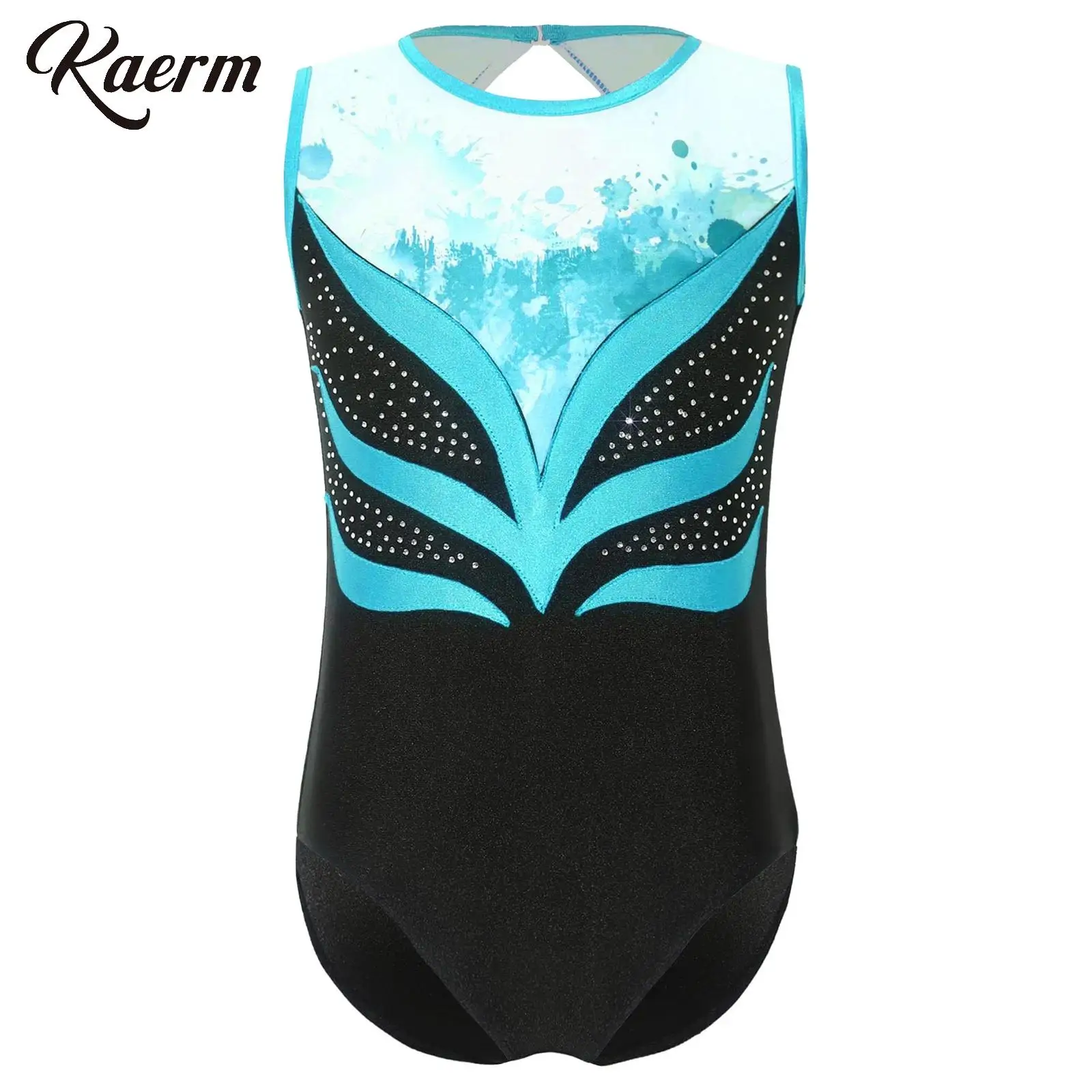 

Kid Girls Gymnastic Leotard Jumpsuit Rhinestones Sleeveless Ballet Tank Unitards Skating Full Bodysuit Training Workout Costumes