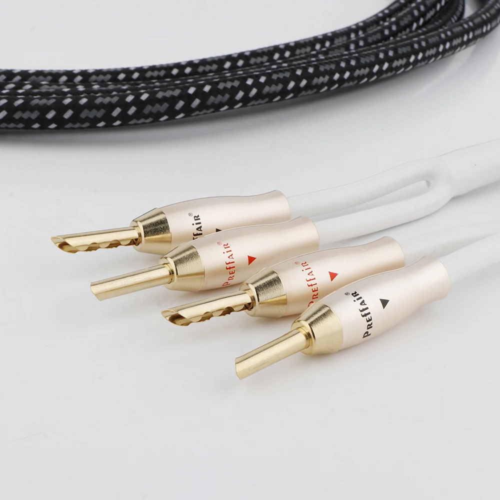 Paar OCC Versilberte Lautsprecherkabel mit 5µ Vergoldeten Bananensteckern für CD/HIFI-Systeme – Detail 2