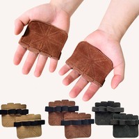 1 Pair Cowhide Weightlifting Gloves Four-finger Palm Protection Anti-slip Wear-resistant Fitness Sports Training Palm Guard