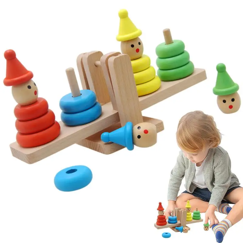 

Balance Stacking Building Blocks Wood Clown Tower Stacking Game Blocks Toys Toddler Wood Toy Stacking And Balancing Blocks Set