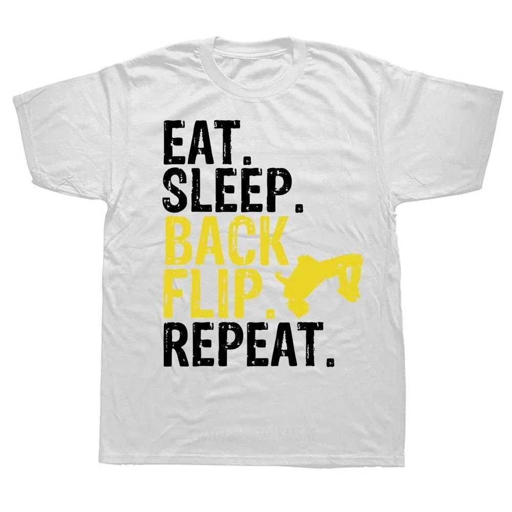 Eat Sleep Back Flip Repeat Gymnastics T Shirts Short Sleeve Birthday Gifts Graphic Personalized Custom Printed Women Men T-shirt