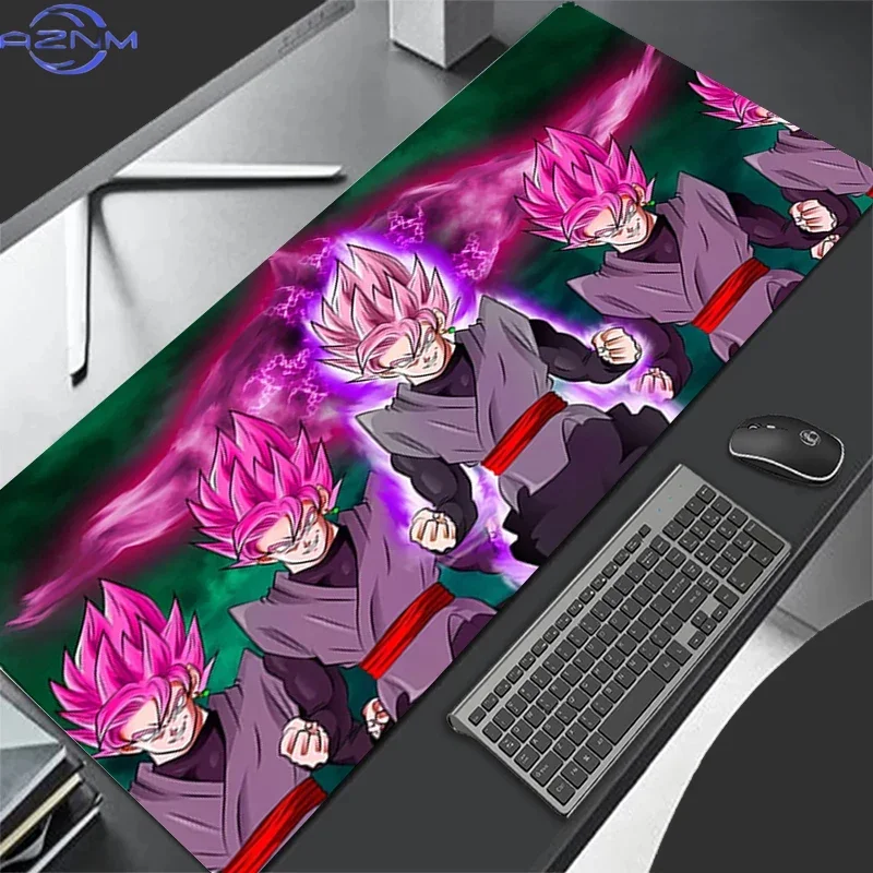 Dark Green Backdrop Anime Warrior Group With Pink Energy Lightning Mouse Pad, Rubber Non-Slip Base, Smooth Fabric Gaming Desk Ma