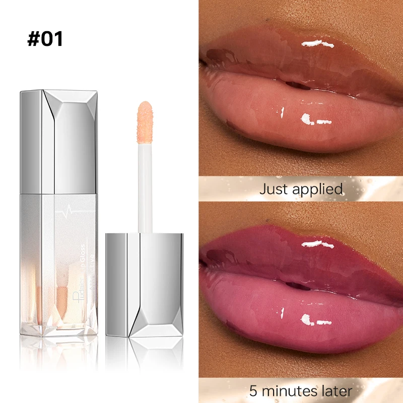 Brilho labial exuberante e brilhante que muda de cor – hidratante, perfeito para camadas sobre forros labiais para carnosos