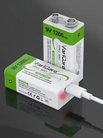 VariCore 6F22- PP3-6LR61 -9V lithium-ion rechargeable battery/USB Type-C interface/1200mAh/multimeter/wireless microphone
