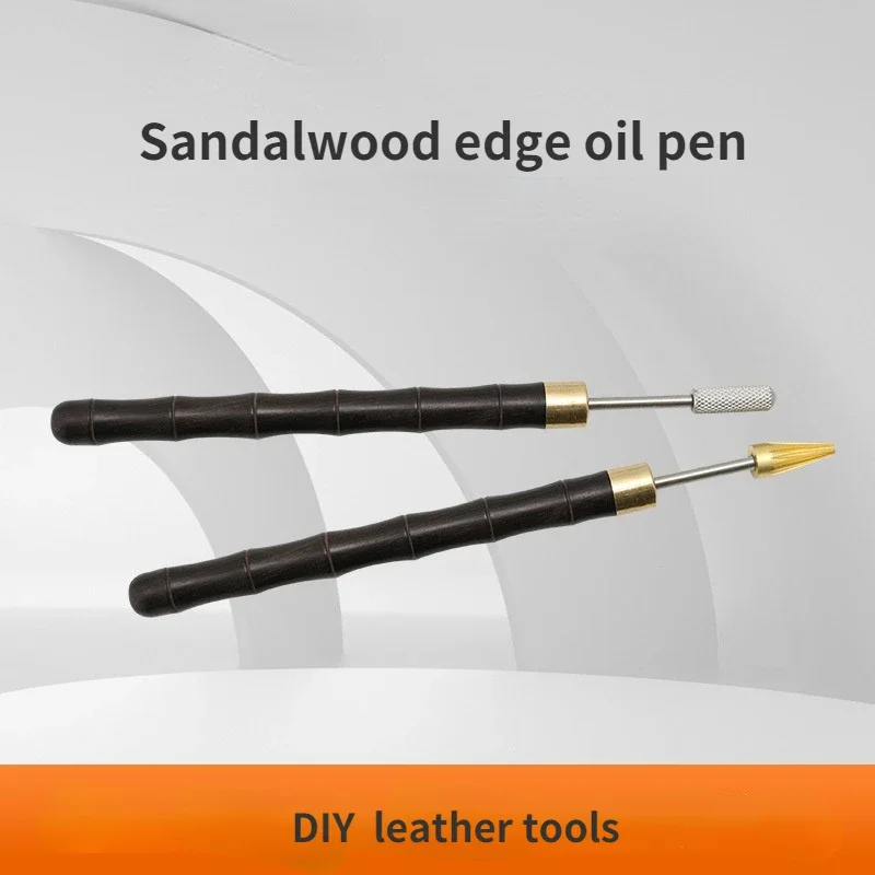 DIY Leather Edge Treatment Roller Pen Sandalwood Brass Head Edge Oil Pen Color Leather Edge Craft Tools