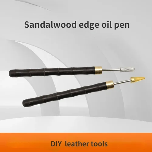 DIY 가죽 엣지 트리트먼트 롤러 펜, 샌달우드 황동 헤드 엣지 오일 펜, 컬러 가죽 엣지 공예 도구 