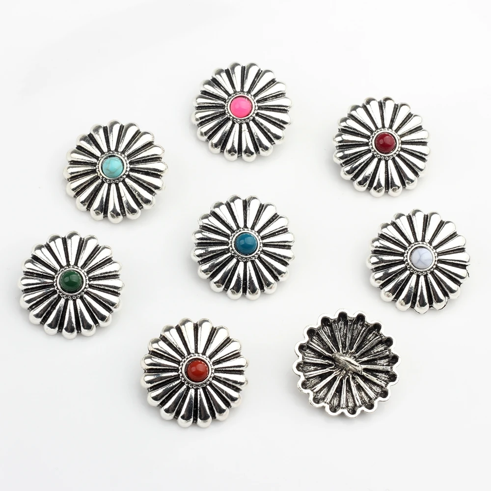 3pcs/lot 28MM Retro Zinc Alloy Round Daisy Flowers  Decorative Buttons Charms Pendants For DIY Accessories