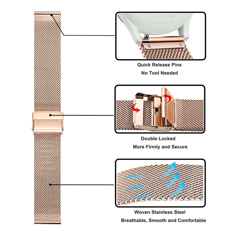 Watch Band Watch Milanese Strap 12mm 14mm 16mm 18mm 20mm 22mm 24mm Men Women Stainless Steel Watchstrap Bracelet Black Rose Gold