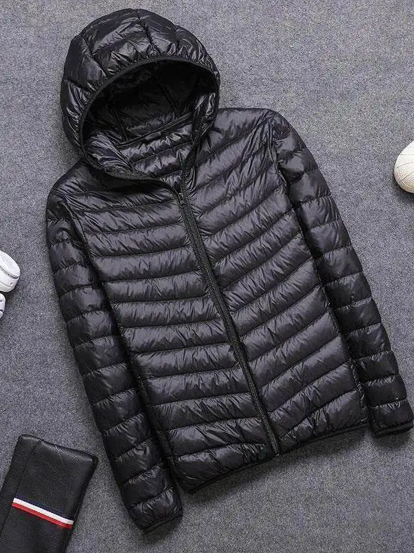 

Men's Winter Lightweight down Cotton Jacket Hooded Slim Fit Short Style Fashionable Warm Outerwear Korean Version Cotton Coat