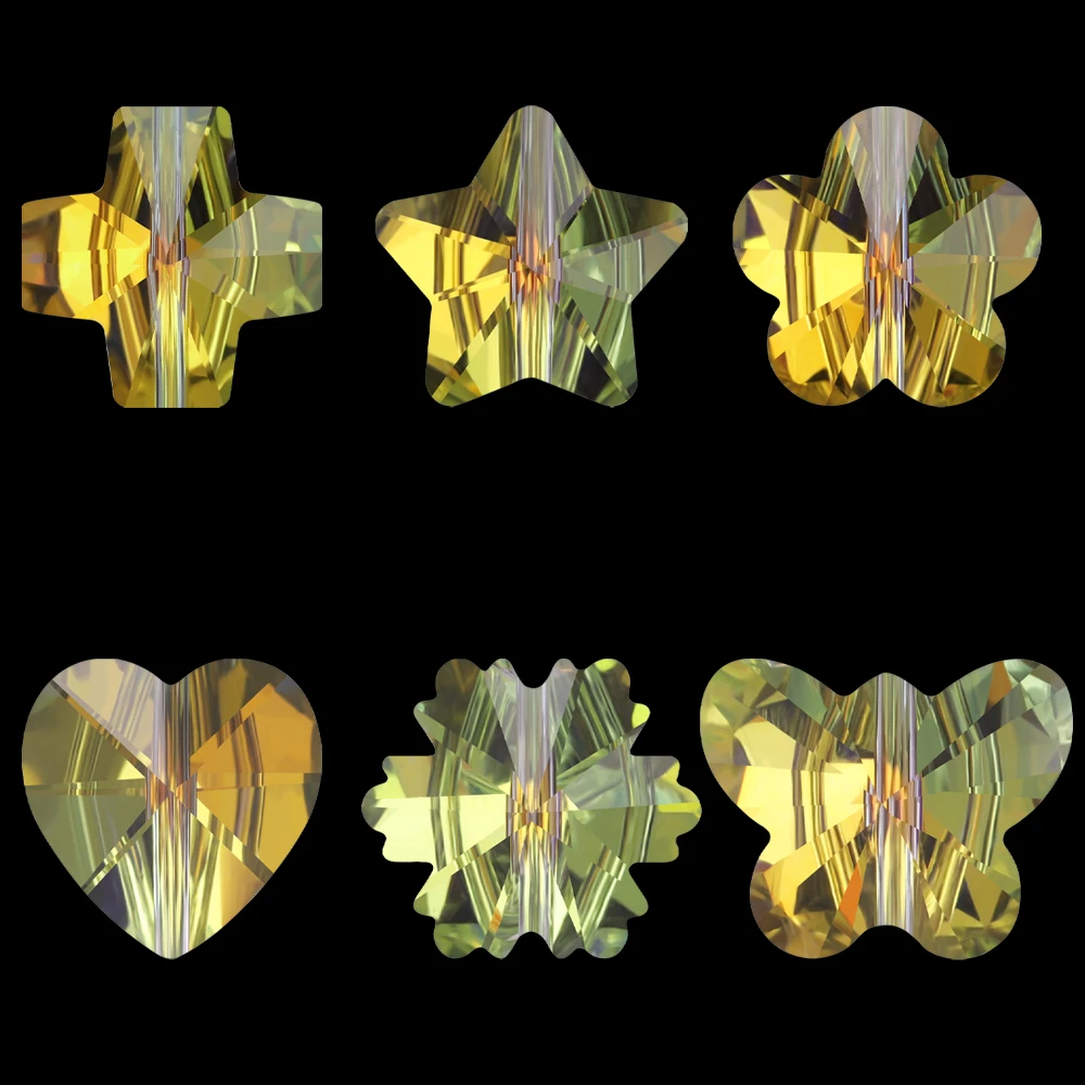 20Pcs 14mm Shiny AB Glass Crystal Pendant Beads Heart Butterfly Star Cross Flower Shape For DIY Making Earings Jewelry Findings - view 3