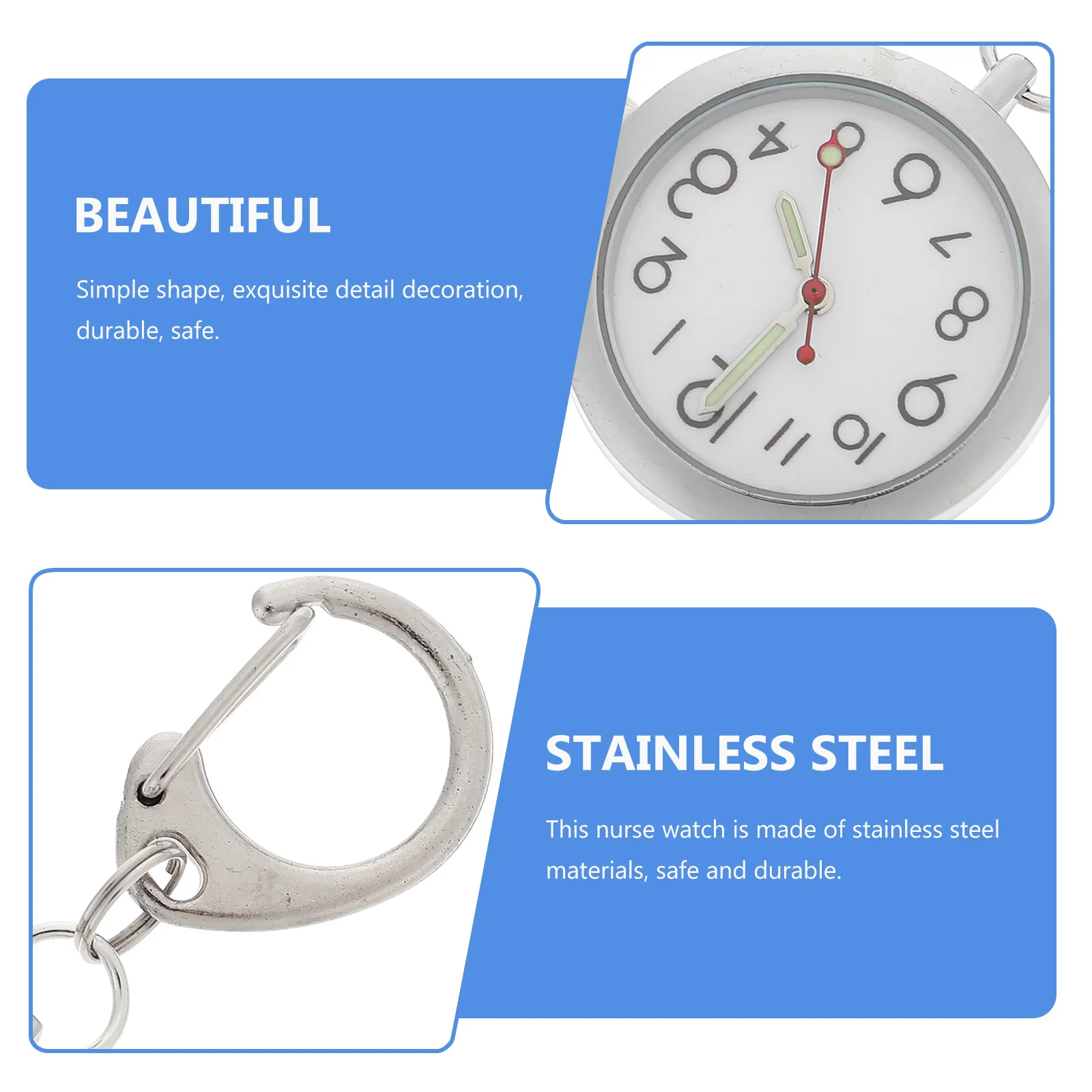 مضيئة المفاتيح ساعة الجيب الفولاذ المقاوم للصدأ كليب على للممرضات ليلة متوهجة الأيدي ممرضة معلقة ساعة العمل العملي
