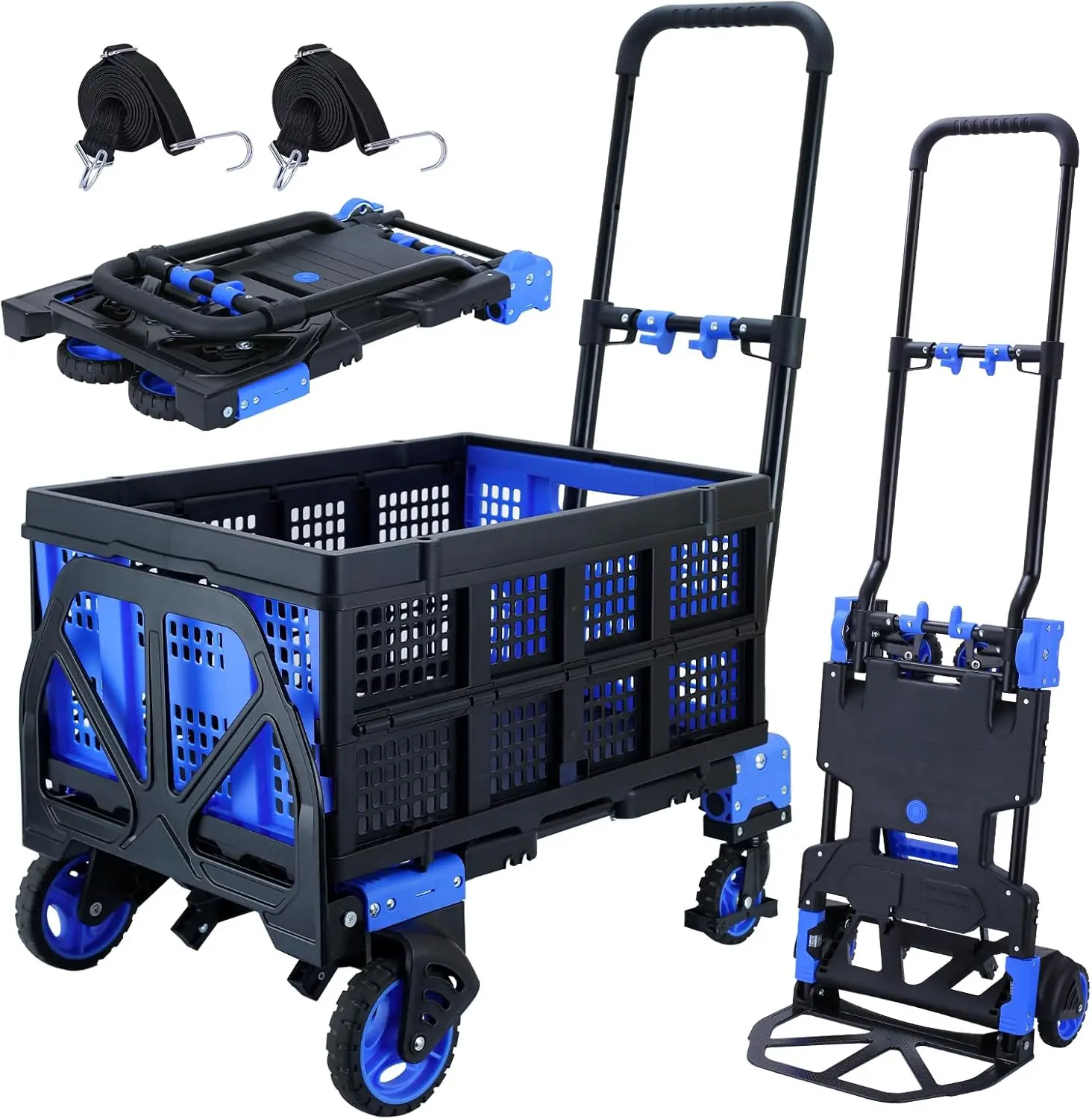 

Складная тележка-трансформер 2-в-1 с корзиной и выдвижной ручкой, грузоподъемность 150 кг, портативная тележка для переезда